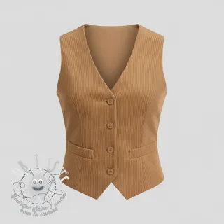 Tissu velours cotelé 6W WASHED STRETCH camel