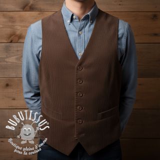 Tissu velours cotelé 6W WASHED STRETCH dark brown