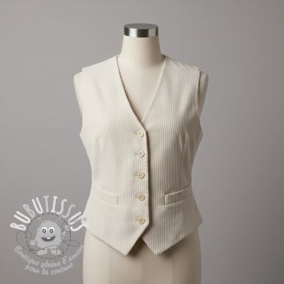 Tissu velours cotelé 6W WASHED STRETCH off white