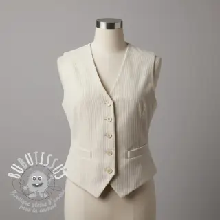 Tissu velours cotelé 6W WASHED STRETCH off white