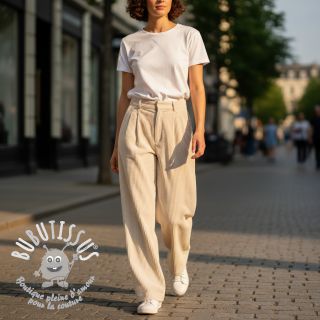 Tissu velours cotelé 6W WASHED STRETCH off white