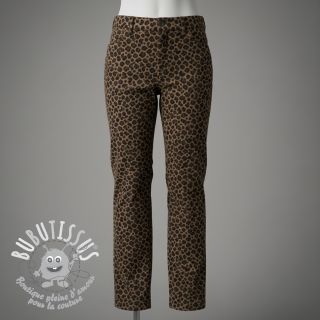 Tissu velours cotelé STRETCH Little Leopard taupe