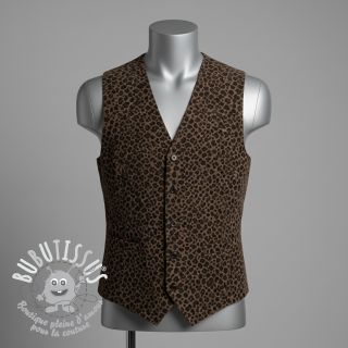 Tissu velours cotelé STRETCH Little Leopard taupe