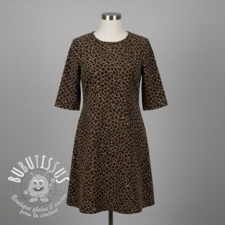 Tissu velours cotelé STRETCH Little Leopard taupe