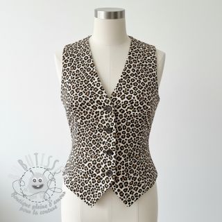 Tissu velours cotelé STRETCH Little Leopard light sand