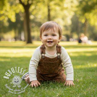 Tissu velours cotelé STRETCH Little dino taupe