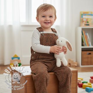 Tissu velours cotelé STRETCH Little foxes taupe