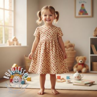 Tissu velours cotelé STRETCH Little strawberries sand