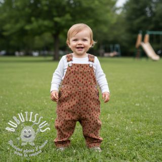 Tissu velours cotelé STRETCH Little strawberries taupe