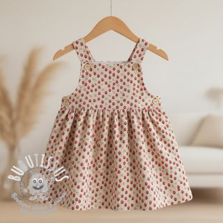 Tissu velours cotelé STRETCH Little strawberries light sand