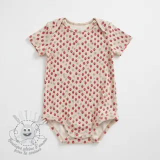 Tissu velours cotelé STRETCH Little strawberries light sand