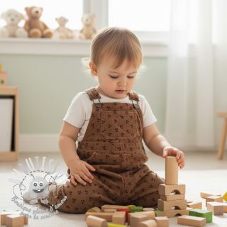 Tissu velours cotelé STRETCH Little cherry taupe