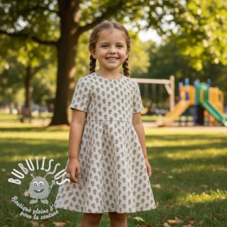 Tissu velours cotelé STRETCH Little flower light sand