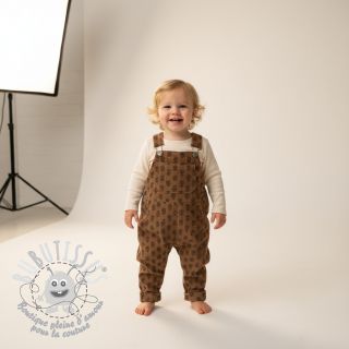 Tissu velours cotelé STRETCH Little flower taupe