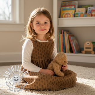 Tissu velours cotelé STRETCH Little flower taupe