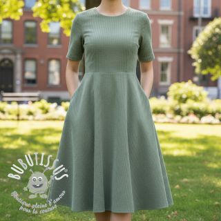 Tissu velours cotelé sage