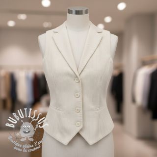 Tissu velours cotelé ecru