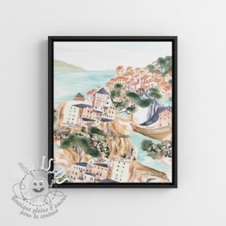 Tissu déco Houses ecru digital print