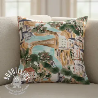 Tissu déco Houses ecru digital print
