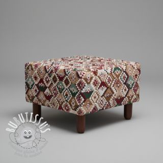 Tissu déco jacquard Kilim fuchsia vert