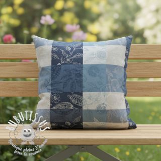 Tissu déco FRENCH TABLE CLOTH JACQUARD Cabosse allover indigo