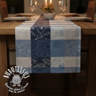 Tissu déco FRENCH TABLE CLOTH JACQUARD Cabosse allover indigo