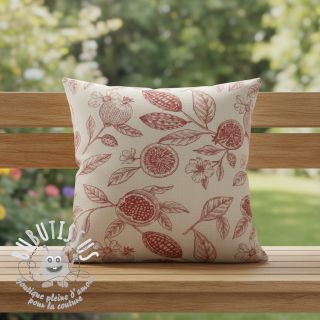 Tissu déco RUSTIC VINTAGE PRINT Granata groseille