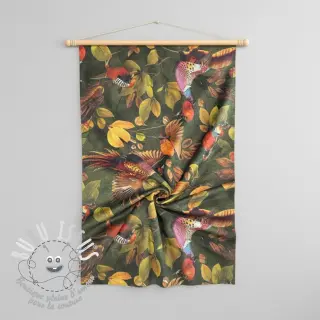 Tissu déco VELVET Pheasant Forest Leaf