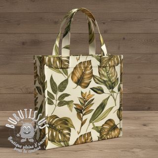 Tissu déco premium Linenlook Botanic Bold Leaf digital print