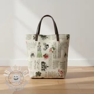 Tissu déco premium Linenlook Regal Newspaper digital print