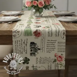 Tissu déco premium Linenlook Regal Newspaper digital print