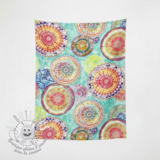 Tissu déco avec finition en Teflon MANDALA WATERCOLOUR GREEN