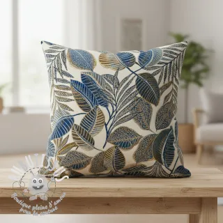 Tissu déco jacquard Cacao allover bleu