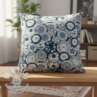 Tissu déco jacquard Kusmi bleu