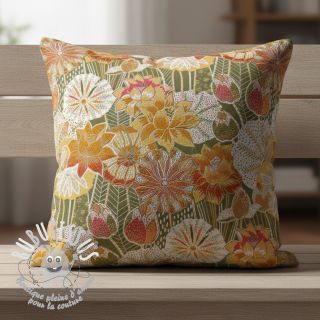 Tissu déco jacquard Opium allover kaki
