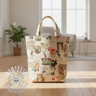 Tissu déco premium Linenlook Poetry Romantic Scene digital print