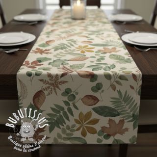 Tissu déco premium Linenlook Coloured Leaf Mix digital print