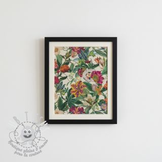 Tissu déco premium Linenlook Flashy Floral Party digital print