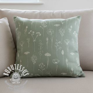 Tissu déco Linenlook Fine Fragile Flower old green