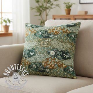 Tissu déco jacquard Nuage allover kaki