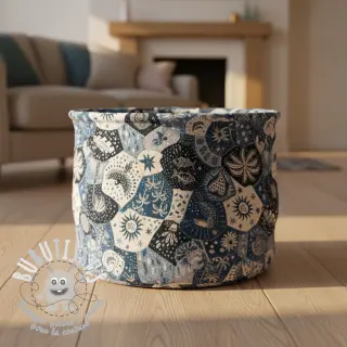 Tissu déco jacquard Tucan allover bleu