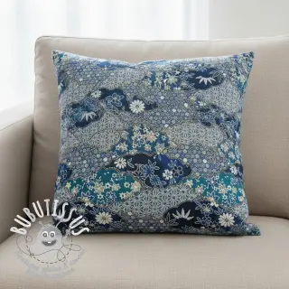 Tissu déco jacquard Nuage allover bleu