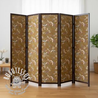 Tissu déco jacquard Grues or