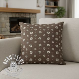 Tissu déco jacquard DOUBLE FACE Landhaus Edelweiss taupe
