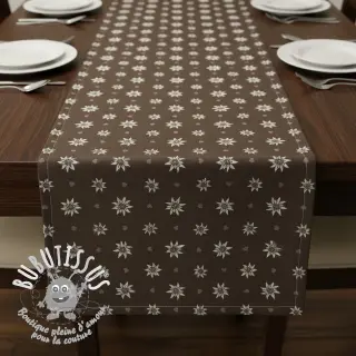 Tissu déco jacquard DOUBLE FACE Landhaus Edelweiss taupe