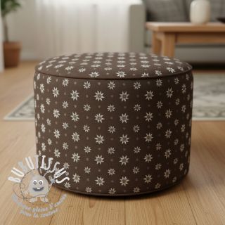 Tissu déco jacquard DOUBLE FACE Landhaus Edelweiss taupe