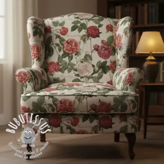 Tissu déco Linenlook premium Vintage Rose Garden digital print