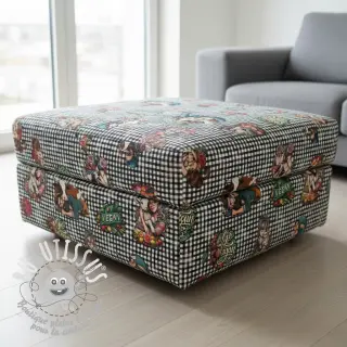 Tissu déco Vegan black check digital print