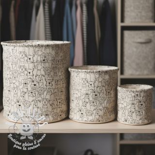 Tissu déco Linenlook Dog cartoon line