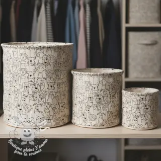 Tissu déco Linenlook Dog cartoon line